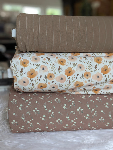 Custom Print| Butterscotch Blooms |Cloud Poly|  By the Half Yard