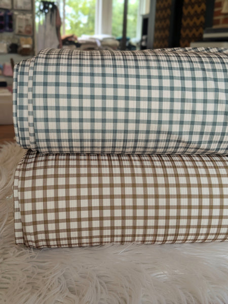Custom Print| Small Windowpane |Unbrushed Variegated Rib Knit|By the Half Yard