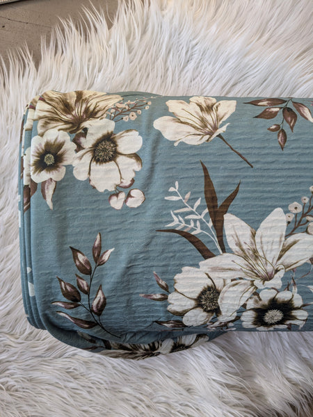 Aqua Blue Embossed Poly Knit| By the Half Yard