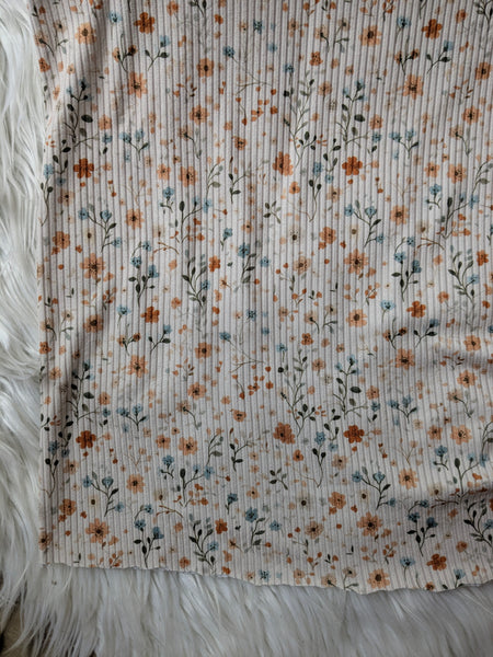 Vintage Wildflower Toss| Yummy Rib Knit|By the Half Yard