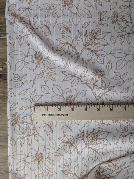 Custom Print | Stencil Floral |Unbrushed Rib Knit|By the Half Yard