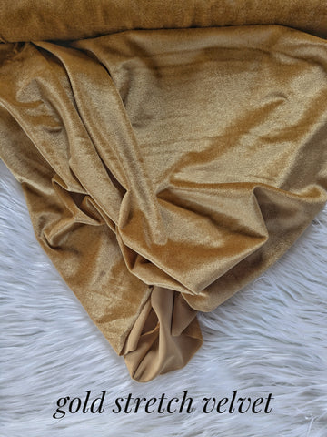 Gold Stretch Velvet|Solids |By the Half Yard