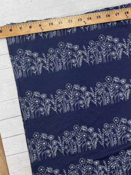 Elliana Rows of Wildflowers| Yummy Rib Knit|By the Half Yard