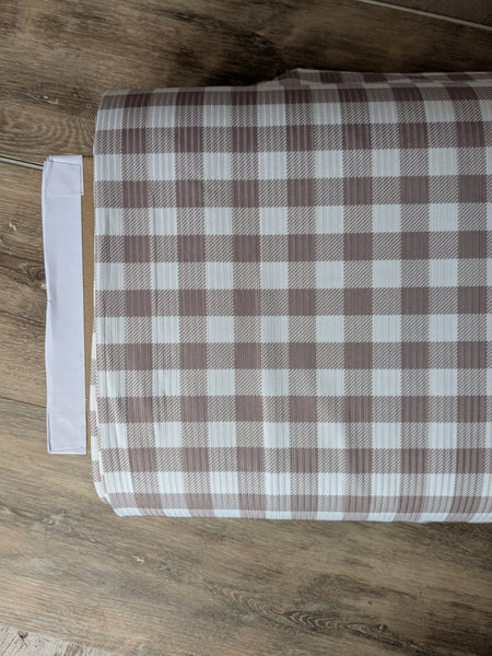 Custom Print| Taupe Gingham Medium Plaid | Unbrushed Rib Knit|By the Half Yard