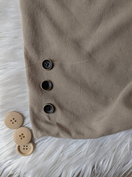 Khaki Washed Linen Blend  | Solid | By the Half Yard