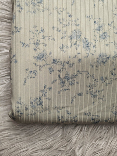 Custom Print |Cottage Blue on Cream | Unbrushed Rib Knit|By the Half Yard
