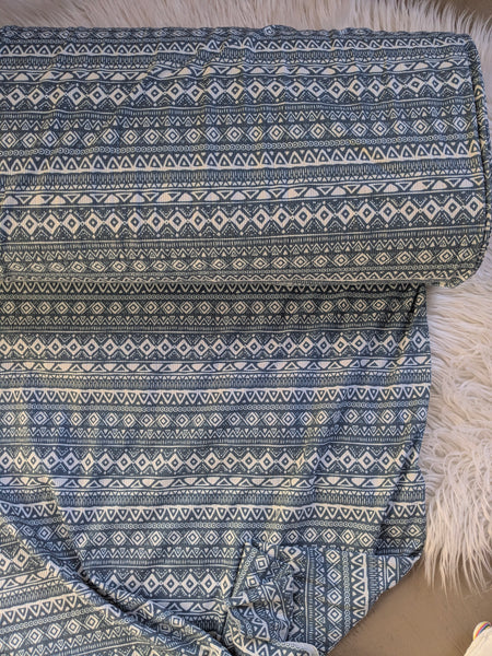 Denim Blue Aztec| Variegated  Rib Knit |By the Half Yard