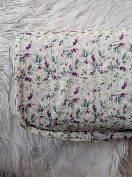 Purple Sprigs | Seersucker Poly Stretch | By the Half Yard