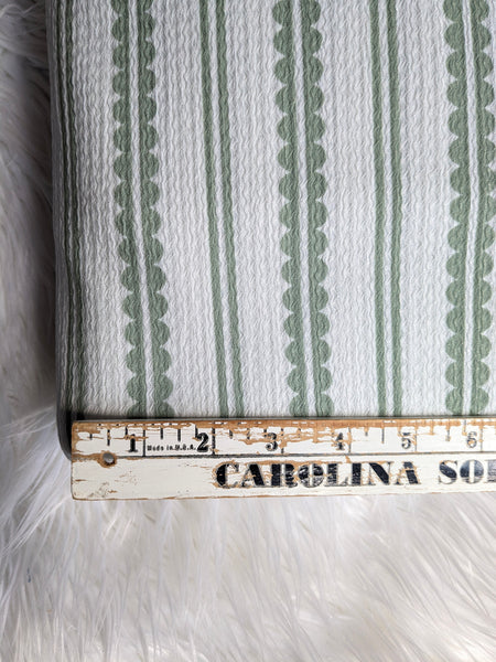 Custom Print |Green Scallops |Textured Missioni Knit| By the Half Yard