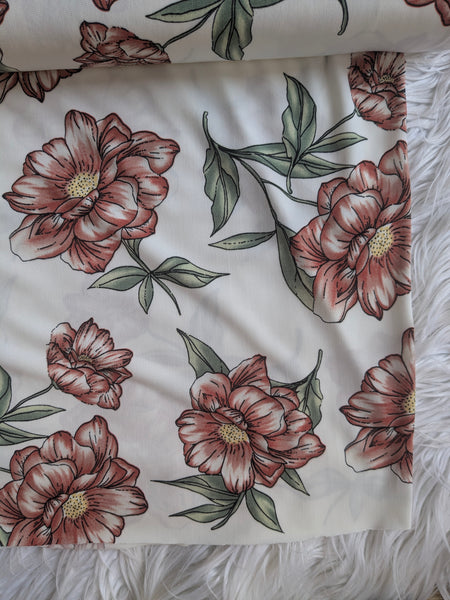 Large Terracotta Floral DTY | By the Half Yard
