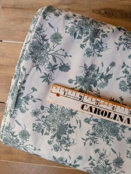 Custom Print|Stencil Bouquet| Polyester Slub Linen Look| By the Half Yard