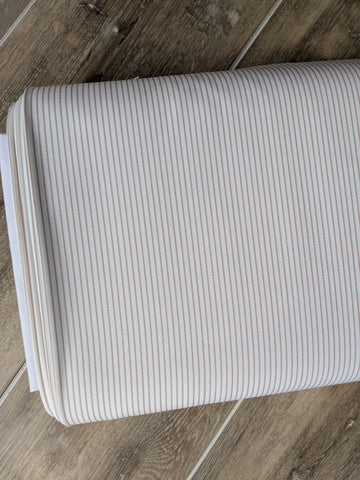 Custom Print | Taupe Pinstripes |Polyester Slub Linen Look| By the Half Yard