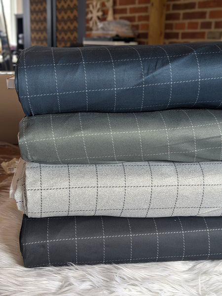 Windowpane Plaid | Double Brushed Poly |By the Half Yard