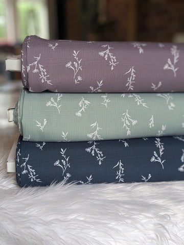 Poly Linen Crepe Sprigs| By the Half Yard