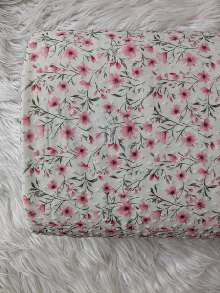 Spring Pink Floral| Swiss Dot Knit |By the Half Yard