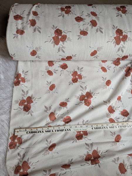 Custom Print |Rust Trailing Floral on Cream| Missioni Knit| By the Half Yard