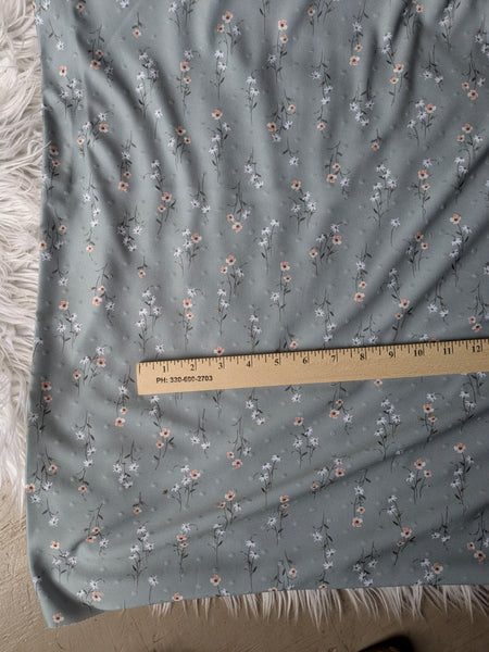 Wildflowers on Seafoam  | Swiss Dot Poly Knit |By the Half Yard