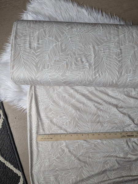 Custom Print|Neutral Palm Leaves |Athletic Knit| By the Half Yard