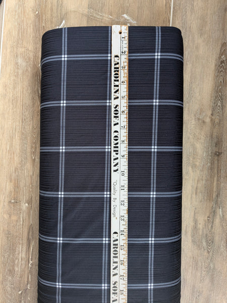 Windowpane Plaid on Black| Unbrushed Variegated Rib Knit|By the Half Yard