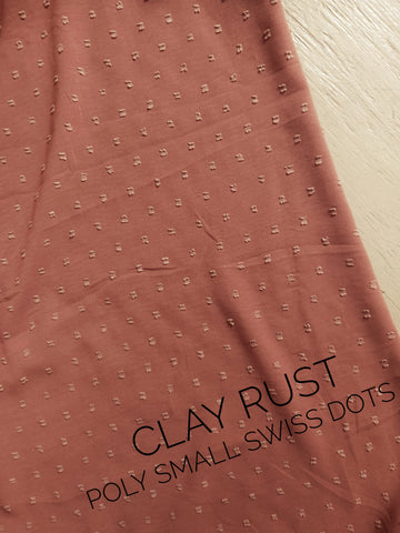 Clay Rust |Polyester Swiss Small Dots | Textured Solids|By the Half Yard