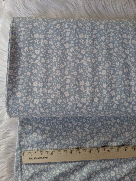 Ditsy Floral on Blue| Polyester Diamond Swiss Dot |By the Half Yard