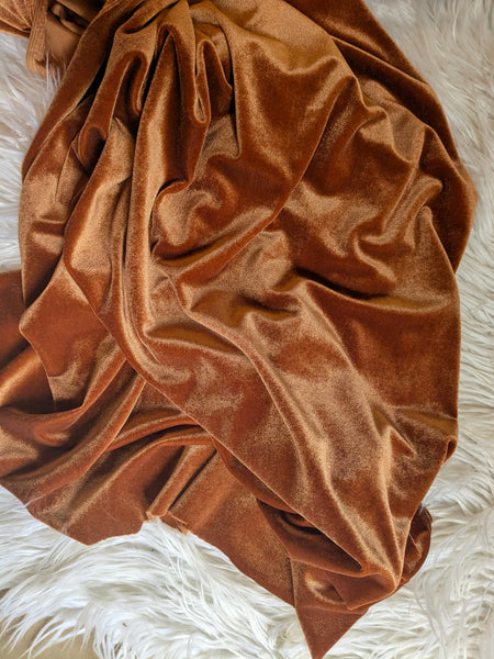 Rust Stretch Velvet|Solids |By the Half Yard