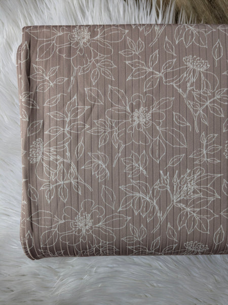 Custom Print | Stencil Floral |Unbrushed Rib Knit|By the Half Yard