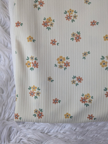 Custom Print |Vintage Bouquet  |Unbrushed Rib Knit|By the Half Yard