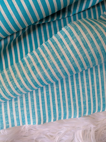 Teal Stripes |100% Linen |By the Half Yard