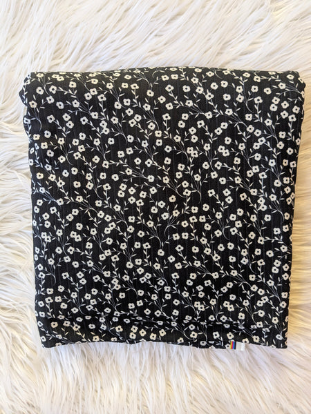 Black Mini Print| Yummy Rib Knit|By the Half Yard