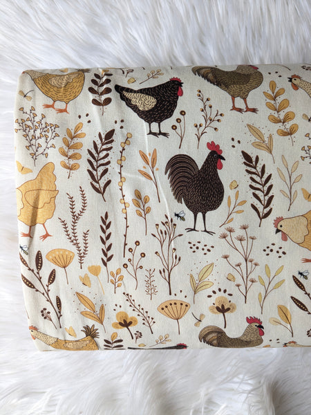 Cottage Chickens|Linen Cotton| By the Half Yard