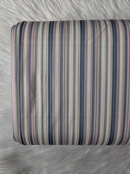 Custom Print |Navy & Mauve Multi stripes |Unbrushed Rib Knit|By the Half Yard