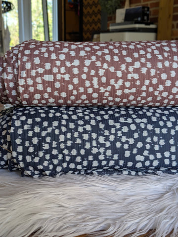 Smudged Dots in Umber or Navy |Unbrushed Rib Knit|By the Half Yard