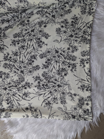 Black Stencil Floral DTY | By the Half Yard