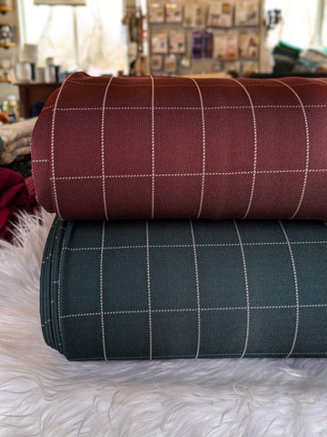 Windowpane Plaid Knit 52/54" wide|By the Half Yard