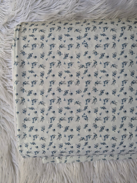 Custom Print| Petite Blue Mini Print | Polyester Petite Swiss Dot |By the Half Yard