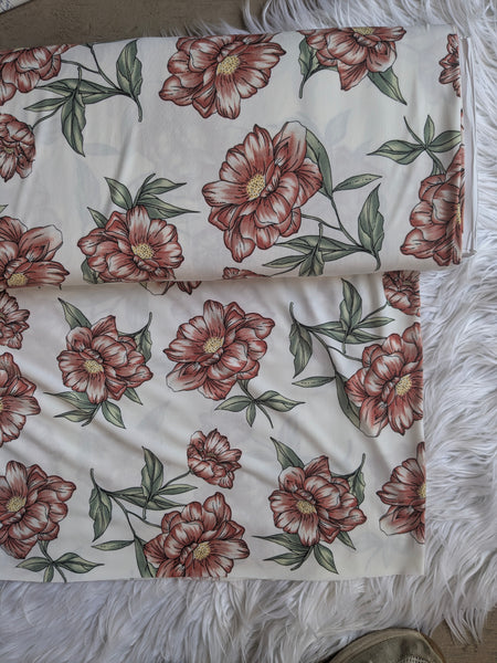 Large Terracotta Floral DTY | By the Half Yard