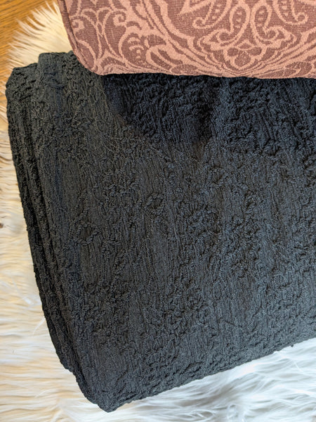 Rosie Black Lacy Look Knit Solids|By the Half Yard