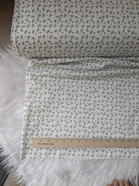 Custom Print| Petite Blue Mini Print| Unbrushed Rib Knit|By the Half Yard