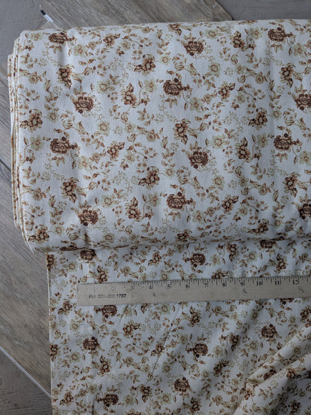 Brown Vintage Izzy Floral|Linen Blend| By the Half Yard
