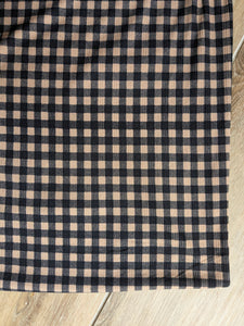 Black Gingham on Mocha| Yummy Rib Knit|By the Half Yard