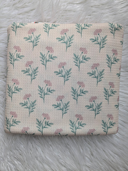 Exclusive| Dusty Pink Hand drawn Hydrangeas | Textured Missioni Knit| By the Half Yard