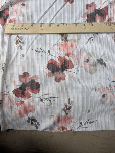 Watercolor Bouquet| Pointelle Rib Knit|By the Half Yard