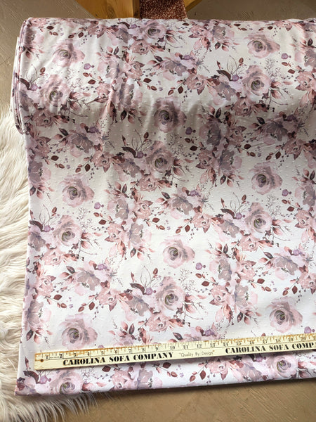 Mauve Roses | Swiss Dot Poly Knit |By the Half Yard
