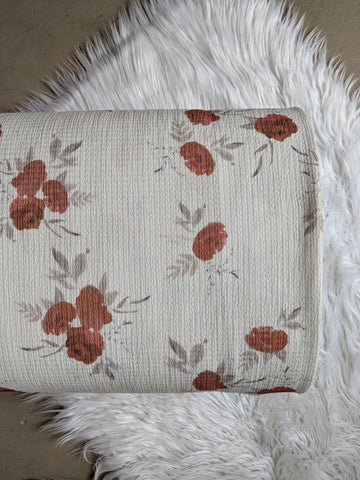 Custom Print |Rust Trailing Floral on Cream| Missioni Knit| By the Half Yard