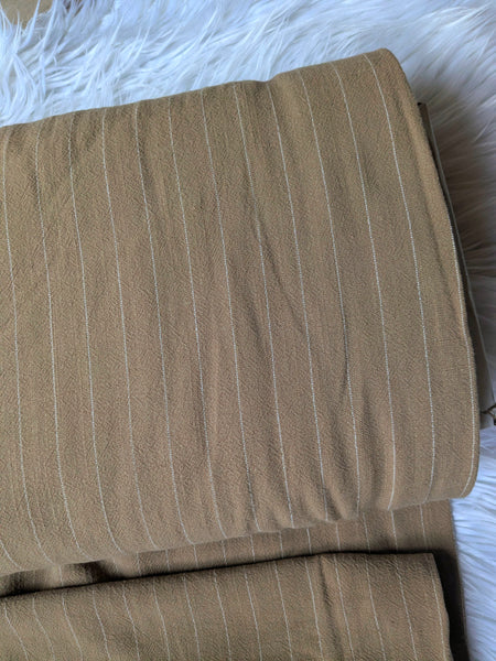 Mocha Linen Blend Pinstripes  | By the Half Yard