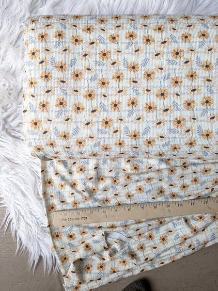 Goldenhour Sunflower Grid|Reign Rib Knit|By the Half Yard