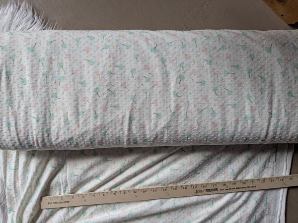 Seafoam & Peach Puffs | Swiss Dot Knit |By the Half Yard