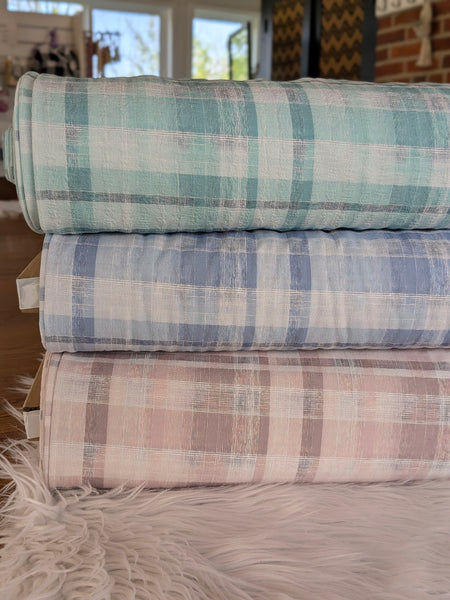 Variegated Plaids| Seersucker Poly Stretch | By the Half Yard