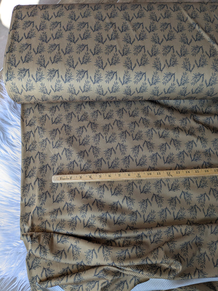 Exclusive Design|Black Stencil Cluster on Camel |Unbrushed Rib Knit|By the Half Yard